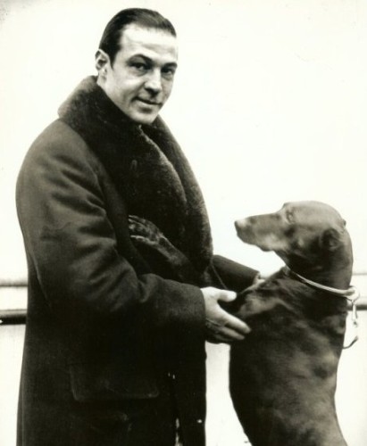 famous silent film star with doberman